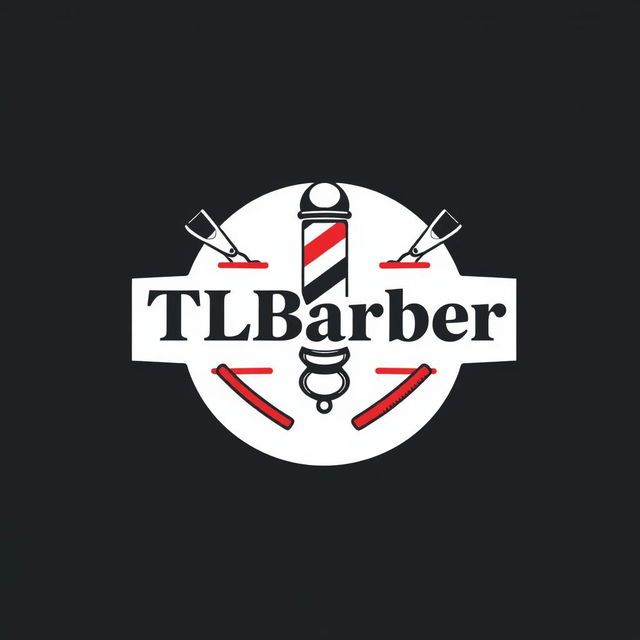 A professional and eye-catching barber logo featuring the text 'TLBarber' prominently displayed