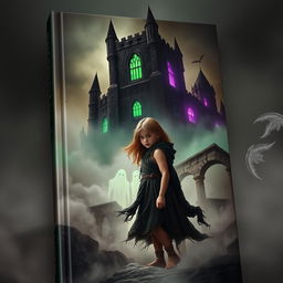 A book cover featuring a young girl in a tattered cloak standing amidst swirling fog