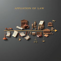 The application of law over time, depicting a historical timeline that includes various legal documents and symbols representing different eras of law enforcement and justice