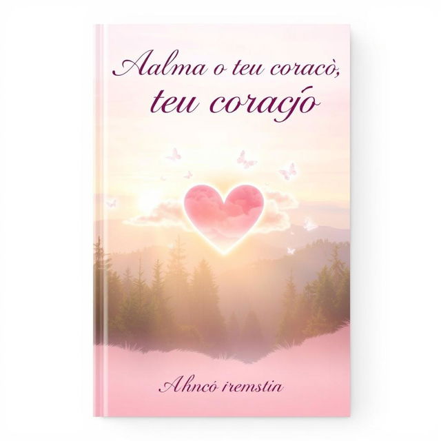 A beautiful and serene book cover for a spiritual book titled 'Acalma o teu coração'