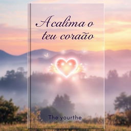 A beautiful and serene book cover for a spiritual book titled 'Acalma o teu coração'