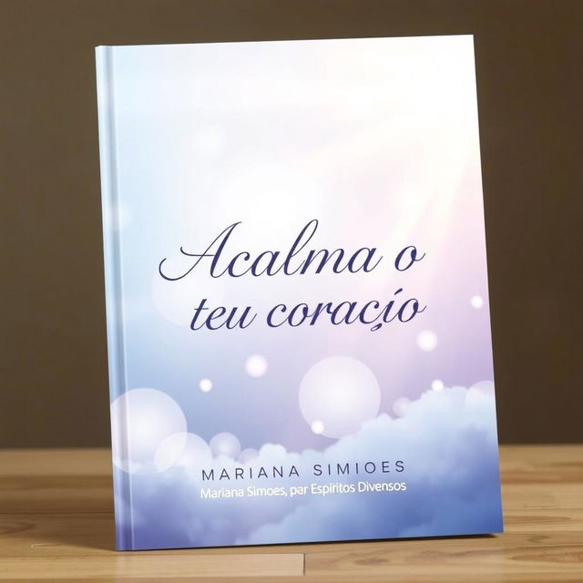 A beautiful book cover design for a spiritual theme titled 'Acalma o teu coração'