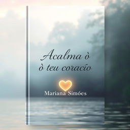 A serene and calming book cover for a spiritual theme titled 'Acalma o teu coração' by author Mariana Simoes