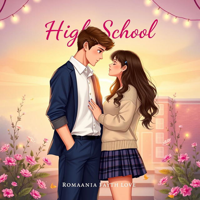 A romantic book cover featuring a high school couple