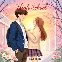A romantic book cover featuring a high school couple