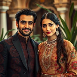A captivating portrait of two Iranian actors in an elegant setting