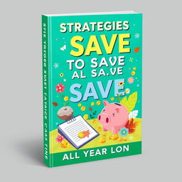 A visually captivating book cover for a finance book titled 'Strategies to Save All Year Long'