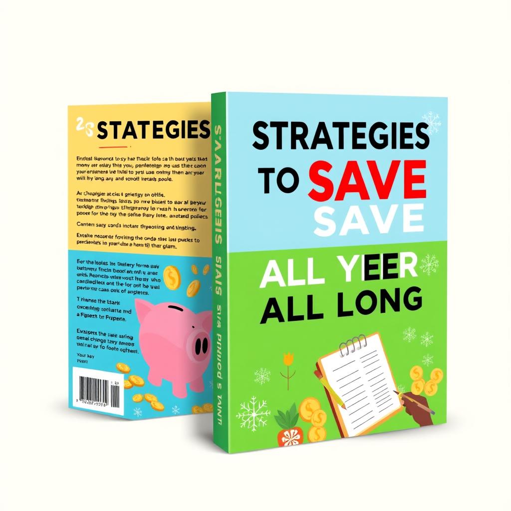 A visually captivating book cover for a finance book titled 'Strategies to Save All Year Long'