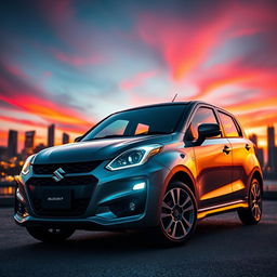 A sleek and sporty Suzuki car, showcasing its aerodynamic design and sporty features