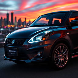 A sleek and sporty Suzuki car, showcasing its aerodynamic design and sporty features