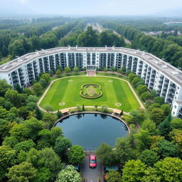 A rectangular compound featuring 20 modern buildings, each with 5 floors