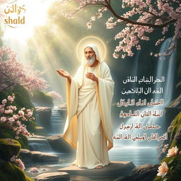 A beautifully serene and spiritual scene reflecting deep devotion, featuring a luminous figure symbolizing love and faith, surrounded by natural beauty