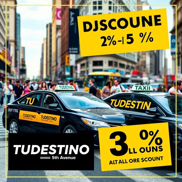 An advertisement for a taxi agency named 'TUDESTINO'