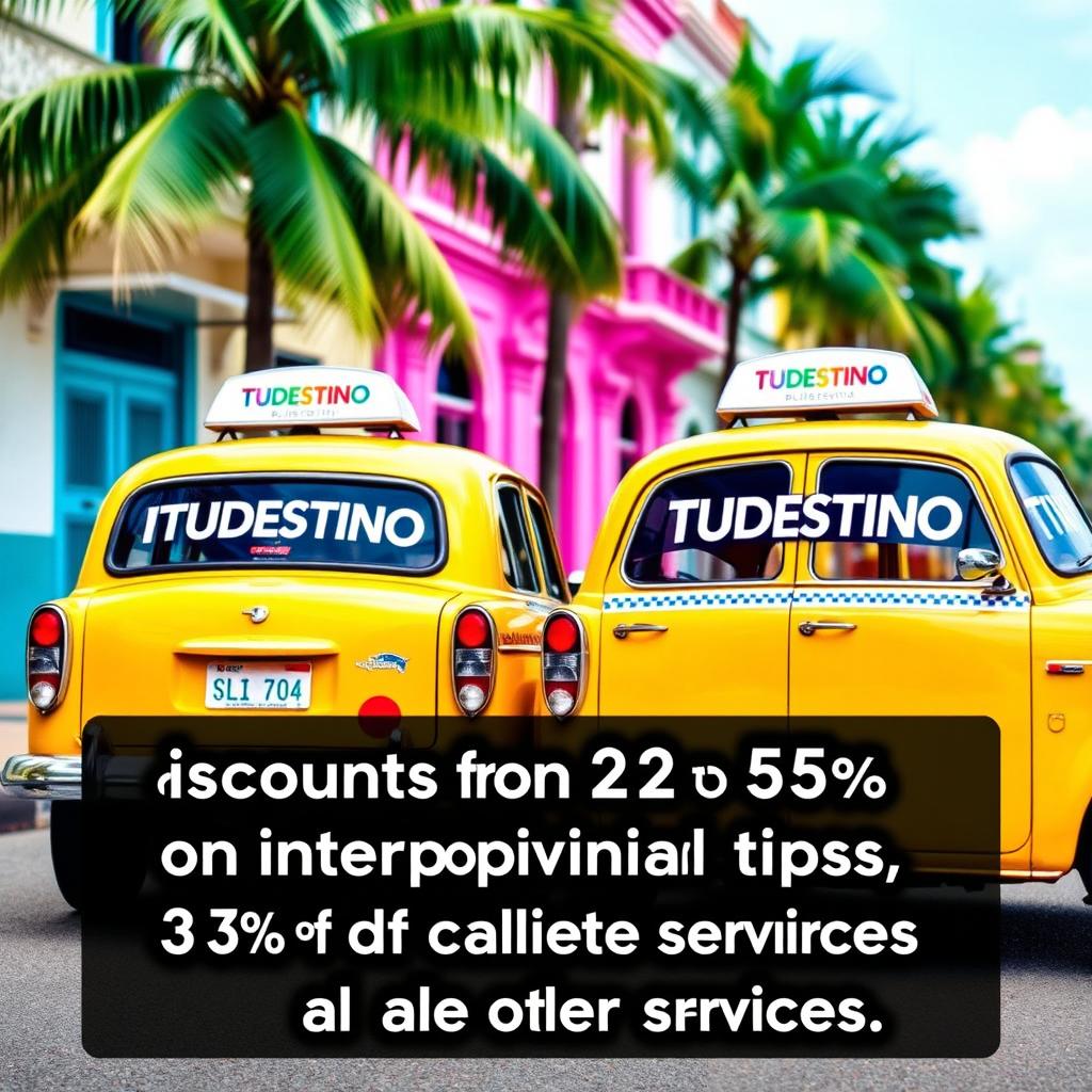 An advertisement image for a taxi agency called 'TUDESTINO'