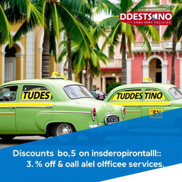 An advertisement image for a taxi agency called 'TUDESTINO'