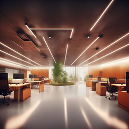 Draw a large, modern office space featuring five private cabins, a room for the Managing Director, and a separate room for a Director. Include a boardroom, 150 workstation areas, a cafeteria that can hold 50 people, and a training hall for 100 people. Add a welcoming reception area, a server room, storage room, and a room for electricity management.