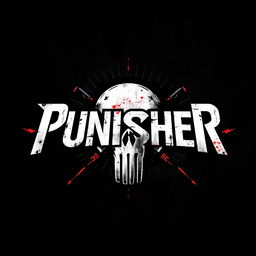 A striking graphic design featuring the text 'Punisher' in bold, stylized typography