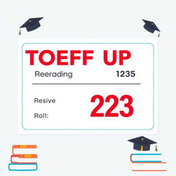 A visually appealing graphic representation of a TOEFL UP exam score report