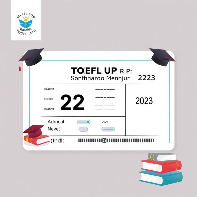 A visually appealing graphic representation of a TOEFL UP exam score report