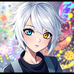 An anime girl with striking white hair styled elegantly, a captivating expression on her face