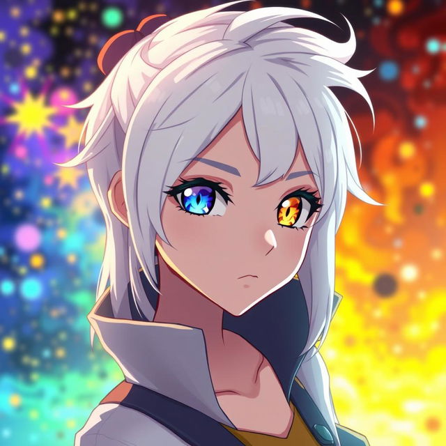 An anime girl with striking white hair styled elegantly, a captivating expression on her face