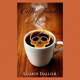 A book cover design featuring a coffee cup, with the steam rising from the coffee beautifully shaped like a simple skull