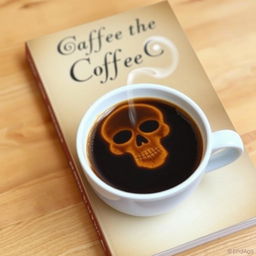 A book cover design featuring a coffee cup, with the steam rising from the coffee beautifully shaped like a simple skull