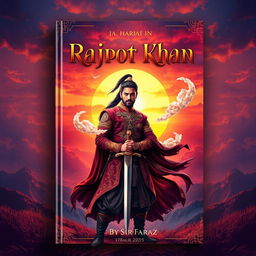 A captivating book cover design for 'Rajpot Khan By Sir Faraz (2025)'
