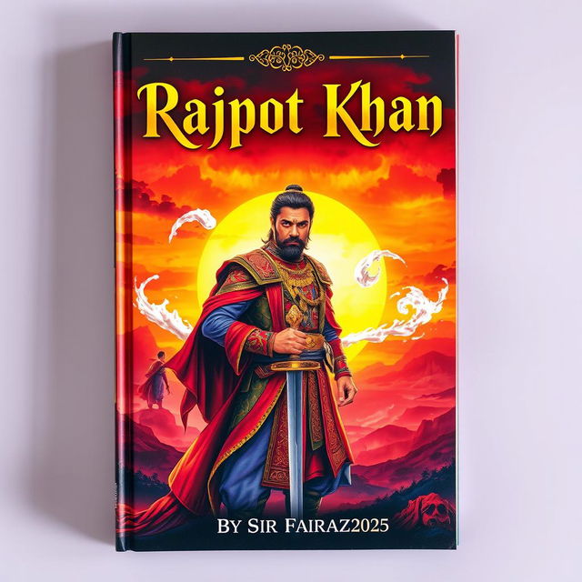 A captivating book cover design for 'Rajpot Khan By Sir Faraz (2025)'