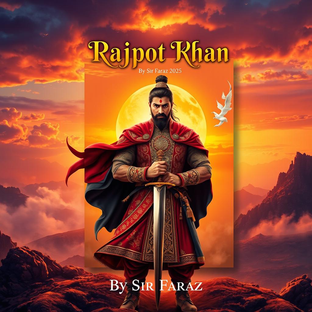 A captivating book cover design for 'Rajpot Khan By Sir Faraz (2025)'