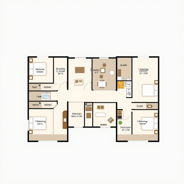 a single floor plan diagram of a residential building featuring three flats