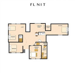 a single floor plan diagram of a residential building featuring three flats