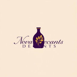 A logo design for a fragrance brand featuring the words 'Nova Decants' elegantly arranged around the logo