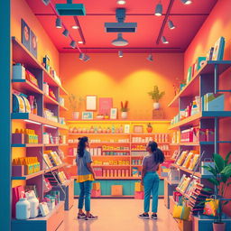 A vibrant and inviting scene depicting an online store that represents diversity and accessibility