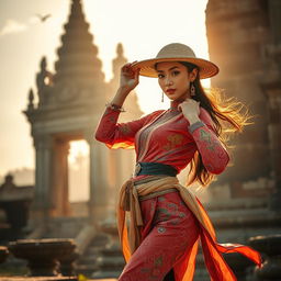 A captivating scene depicting a traditional Ayutthaya thief, showcasing enchanting traditional attire that is both alluring and rich in cultural heritage