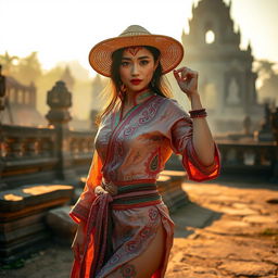 A captivating scene depicting a traditional Ayutthaya thief, showcasing enchanting traditional attire that is both alluring and rich in cultural heritage