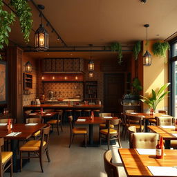 Interior design concept for a Peruvian restaurant specializing in poultry dishes, with an emphasis on traditional and contemporary elements
