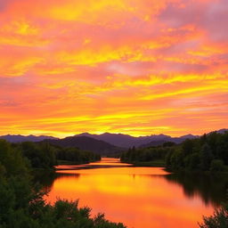 An image without any text, featuring a serene landscape during sunset