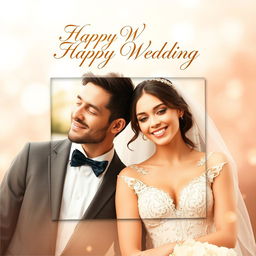 A beautifully designed wedding invitation card featuring a collage of two photos