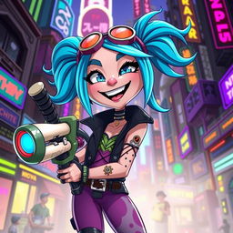 A stylized depiction of Jinx, the whimsical and chaotic character from the Arcane animated series