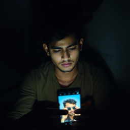 A young man named Asif sits alone in a dimly lit room, looking at his mobile phone, displaying suggestive imagery