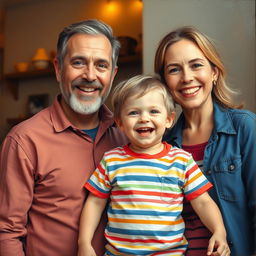 An oil painting depicting a joyful family portrait