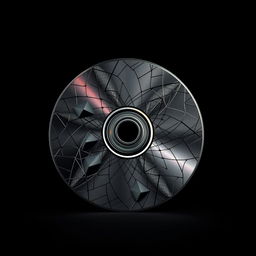 A dark silver DVD featuring an intricate and cool dark aesthetic design, prominently displayed against a deep black background