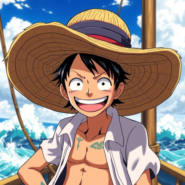 A detailed representation of Ace, a beloved character from One Piece, wearing his iconic straw hat