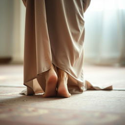 A serene and spiritual scene depicting a woman engaging in namaz (Islamic prayer) from a back view
