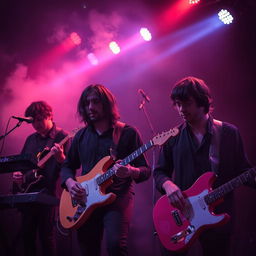 An evocative visual representation of a music scene depicting the essence of art rock, alternative rock, slow rock, and experimental rock