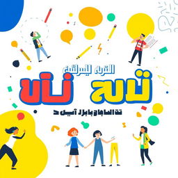 A vibrant and eye-catching banner design for a student council featuring the text 'شورا دانش آموزی' in bold, colorful letters