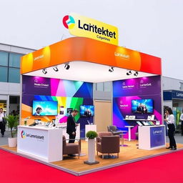 A vibrant and eye-catching outdoor exhibition display for a company, measuring 5 by 3 meters