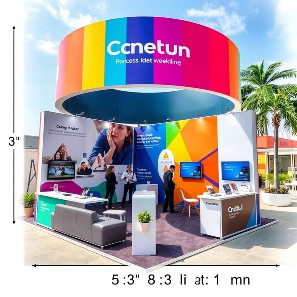 A vibrant and eye-catching outdoor exhibition display for a company, measuring 5 by 3 meters