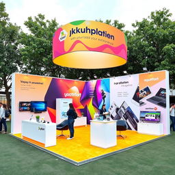 A vibrant and eye-catching outdoor exhibition display for a company, measuring 5 by 3 meters